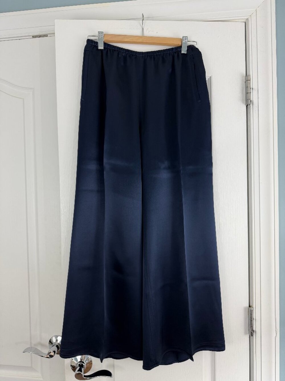 J Crew Cosmo pant in luster charmeuse Navy Large Petite 3077